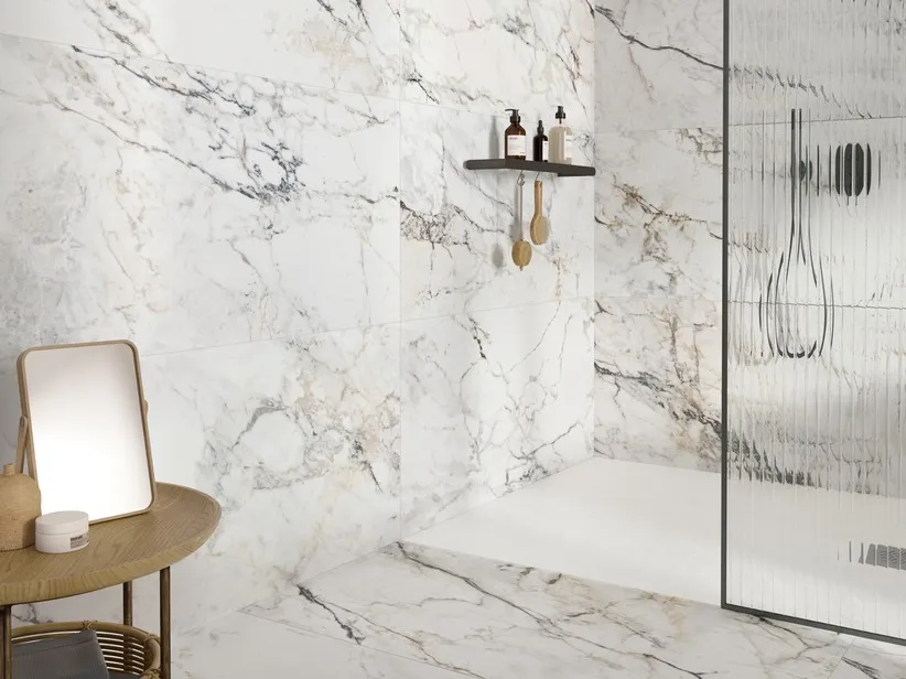 Stunning Bathroom Wall Panelling Capria Bianco Marble